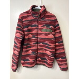 Womens Large Columbia Mountainside Sherpa‎ Full Zip Southwest Jacket Red Green